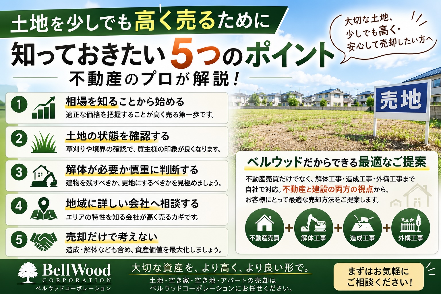 土地を少しでも高く売るために知っておきたい5つのポイント｜不動産のプロが解説