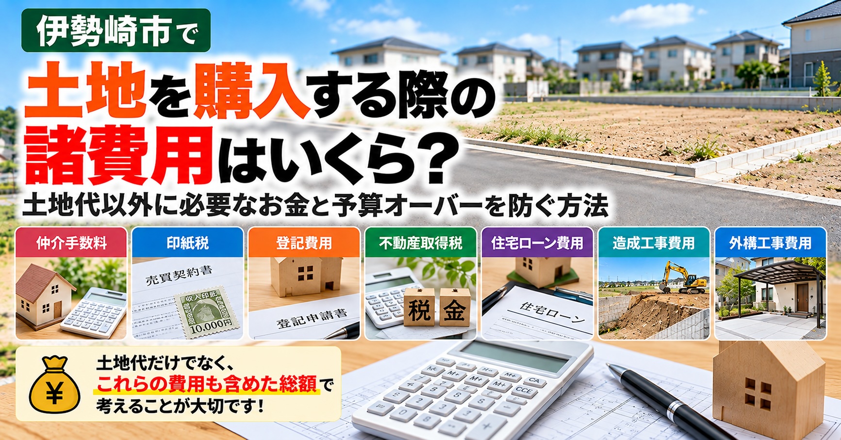 伊勢崎市で土地を購入する際の諸費用はいくら？土地代以外に必要なお金と予算オーバーを防ぐ方法
